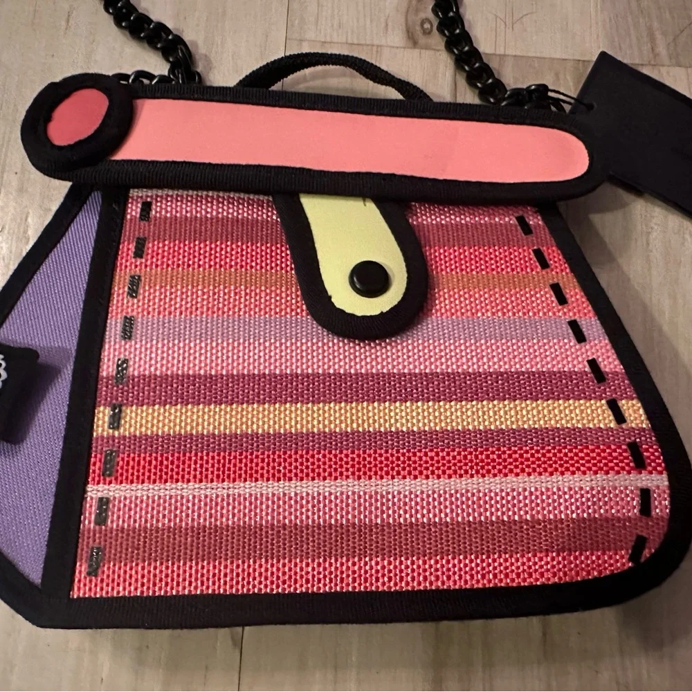 Colorful Jump from Paper Women's Shoulder or Cross Body Bag with Chain Strap - Picture 3 of 7